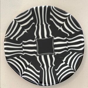 Fused glass Black and White Striped Decorative Plate - handmade